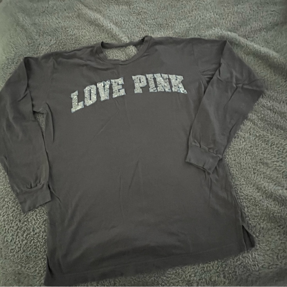 Dark gray and sparkly love pink letters